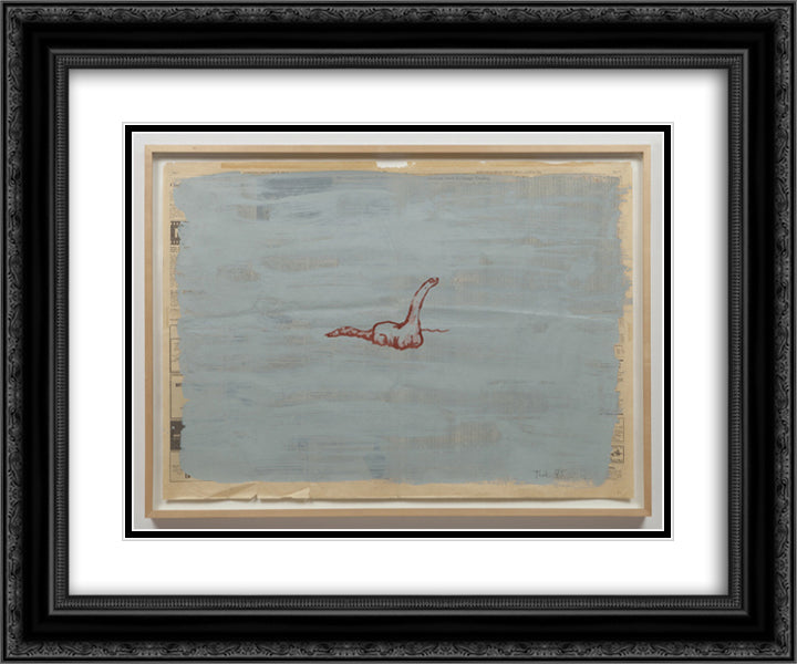 Untitled (Dinosaur) 24x20 Black Ornate Wood Framed Art Print Poster with Double Matting by Thek, Paul