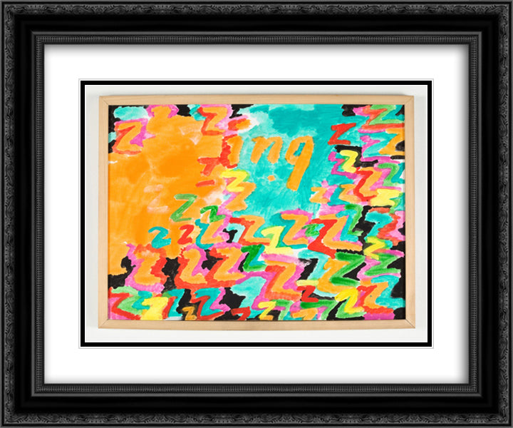Untitled (z - ing) 24x20 Black Ornate Wood Framed Art Print Poster with Double Matting by Thek, Paul