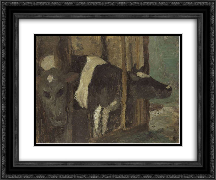Cowshed 24x20 Black Ornate Wood Framed Art Print Poster with Double Matting by Modersohn Becker, Paula