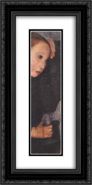 Girl with wooden horses 12x24 Black Ornate Wood Framed Art Print Poster with Double Matting by Modersohn Becker, Paula