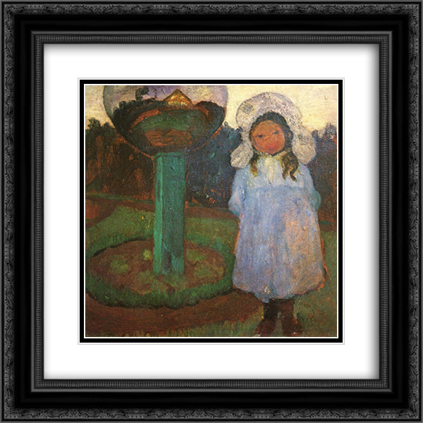 Girls in the garden with glass ball (Elsbeth) 20x20 Black Ornate Wood Framed Art Print Poster with Double Matting by Modersohn Becker, Paula