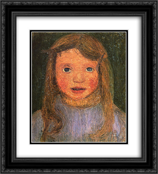 Head of a little girl (Elsbeth) 20x22 Black Ornate Wood Framed Art Print Poster with Double Matting by Modersohn Becker, Paula