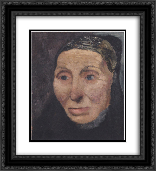 Head of a Peasant Woman 20x22 Black Ornate Wood Framed Art Print Poster with Double Matting by Modersohn Becker, Paula