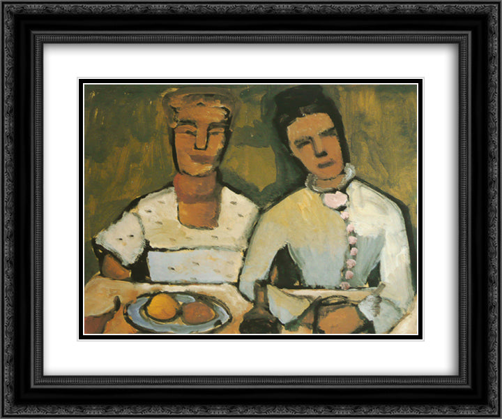 Lee and his sister Hoetger 24x20 Black Ornate Wood Framed Art Print Poster with Double Matting by Modersohn Becker, Paula