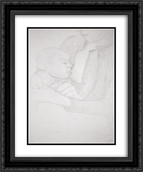Nursing Mother and Child 20x24 Black Ornate Wood Framed Art Print Poster with Double Matting by Modersohn Becker, Paula
