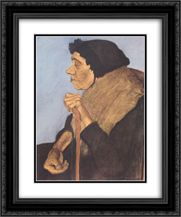 Old blind woman 20x24 Black Ornate Wood Framed Art Print Poster with Double Matting by Modersohn Becker, Paula