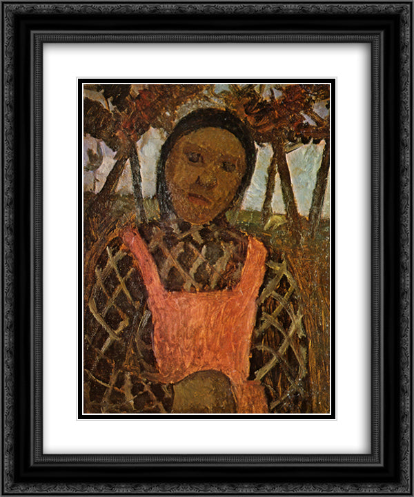 Peasant child with pink apron 20x24 Black Ornate Wood Framed Art Print Poster with Double Matting by Modersohn Becker, Paula