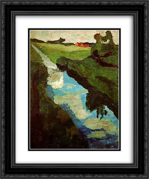 Peat digging 20x24 Black Ornate Wood Framed Art Print Poster with Double Matting by Modersohn Becker, Paula