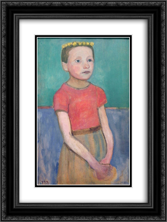 Portrait of an approximately 12-year-old Italian girl 18x24 Black Ornate Wood Framed Art Print Poster with Double Matting by Modersohn Becker, Paula