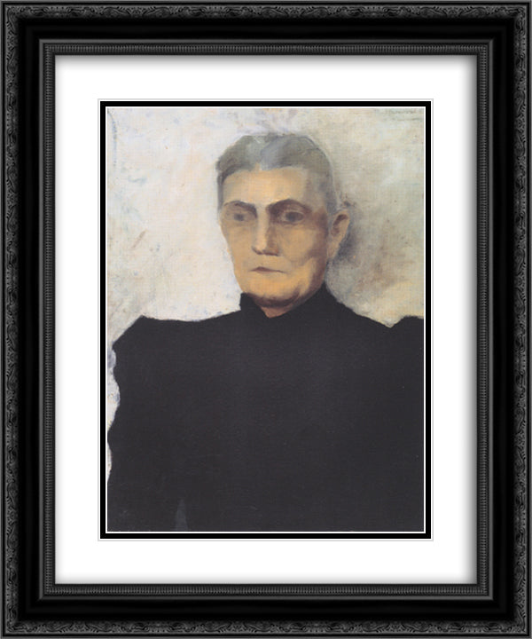 Portrait of an old woman 20x24 Black Ornate Wood Framed Art Print Poster with Double Matting by Modersohn Becker, Paula
