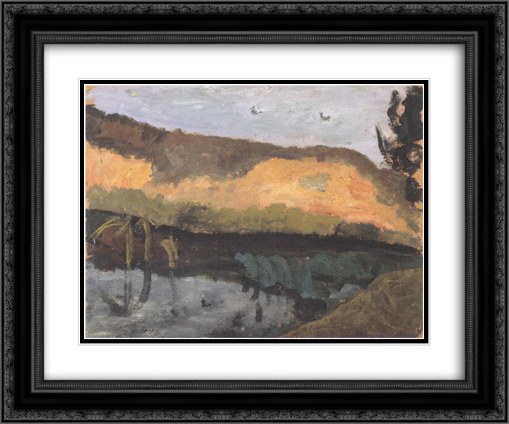 Sand pit 24x20 Black Ornate Wood Framed Art Print Poster with Double Matting by Modersohn Becker, Paula
