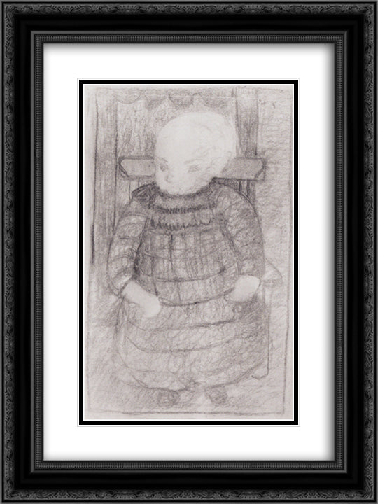 Seated child in an Armchair 18x24 Black Ornate Wood Framed Art Print Poster with Double Matting by Modersohn Becker, Paula