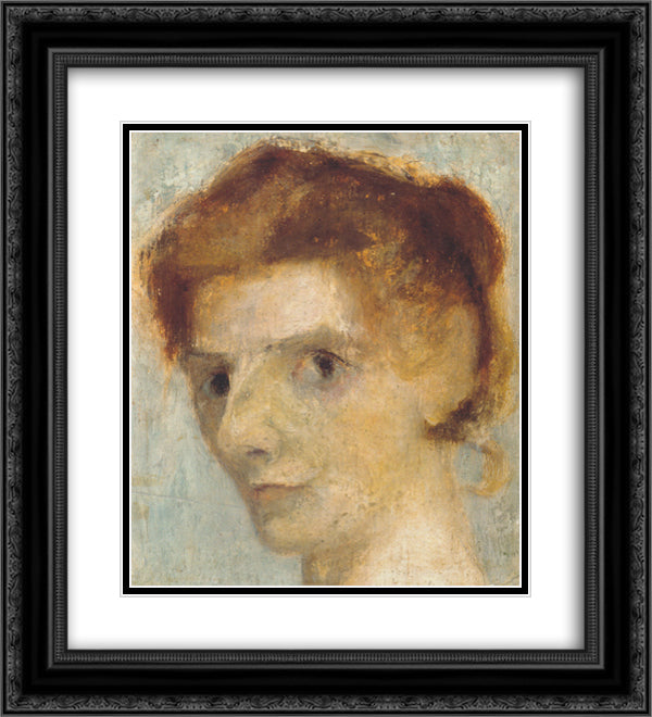 Self portrait 20x22 Black Ornate Wood Framed Art Print Poster with Double Matting by Modersohn Becker, Paula