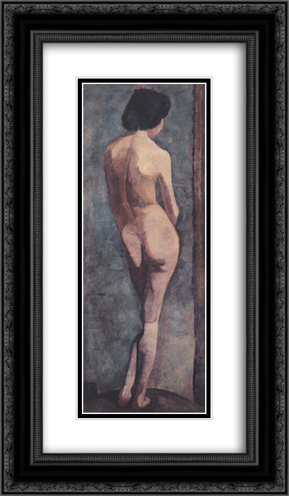 Standing female nude 14x24 Black Ornate Wood Framed Art Print Poster with Double Matting by Modersohn Becker, Paula