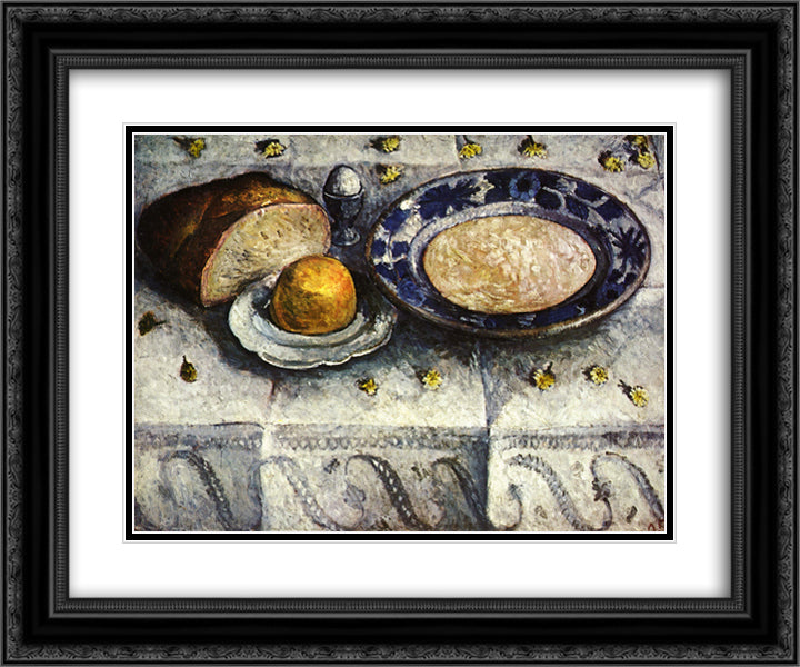 Still life with milk 24x20 Black Ornate Wood Framed Art Print Poster with Double Matting by Modersohn Becker, Paula