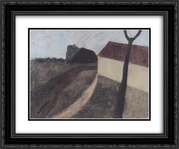 Twilight landscape with house and fork 24x20 Black Ornate Wood Framed Art Print Poster with Double Matting by Modersohn Becker, Paula
