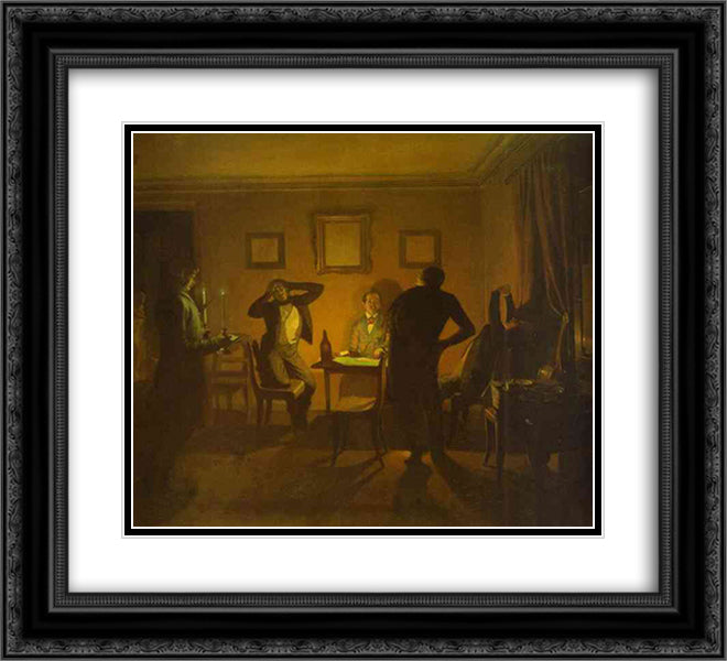 Gamblers 22x20 Black Ornate Wood Framed Art Print Poster with Double Matting by Fedotov, Pavel