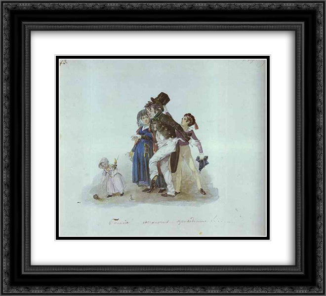 Get Married, Gentlemen That Would Come in Very Handy 22x20 Black Ornate Wood Framed Art Print Poster with Double Matting by Fedotov, Pavel