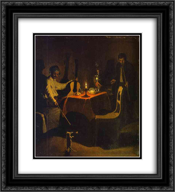 Officer and His Orderly 20x22 Black Ornate Wood Framed Art Print Poster with Double Matting by Fedotov, Pavel