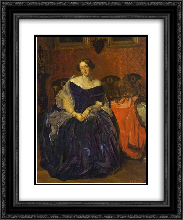 Portrait of A. P. Zhdanovich 20x24 Black Ornate Wood Framed Art Print Poster with Double Matting by Fedotov, Pavel