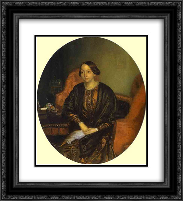 Portrait of Amalia Legrand 20x22 Black Ornate Wood Framed Art Print Poster with Double Matting by Fedotov, Pavel