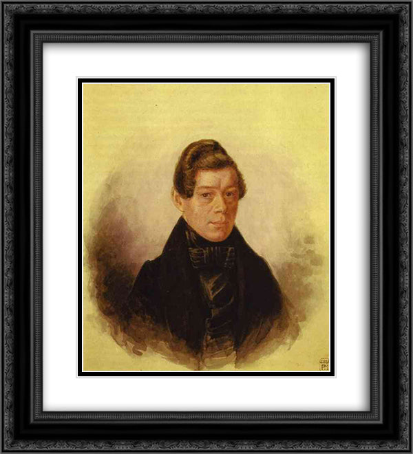 Portrait of M. M. Rodivanovsky 20x22 Black Ornate Wood Framed Art Print Poster with Double Matting by Fedotov, Pavel
