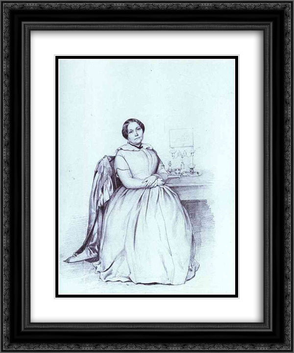 Portrait of M. Ye. Shishmareva 20x24 Black Ornate Wood Framed Art Print Poster with Double Matting by Fedotov, Pavel