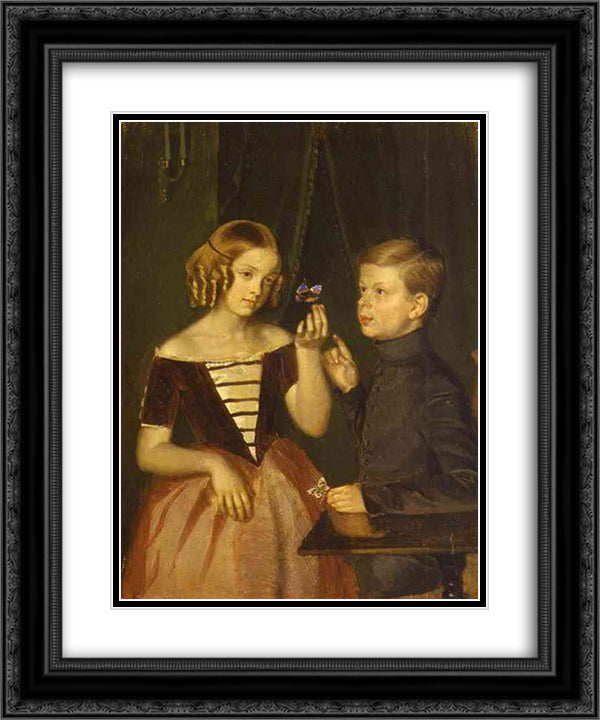 Portrait of Olga Ivanovna and Fedor Ivanov 20x24 Black Ornate Wood Framed Art Print Poster with Double Matting by Fedotov, Pavel