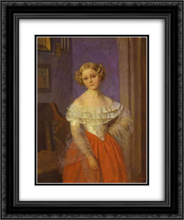 Portrait of Olga Ivanovna Demonkala 20x24 Black Ornate Wood Framed Art Print Poster with Double Matting by Fedotov, Pavel