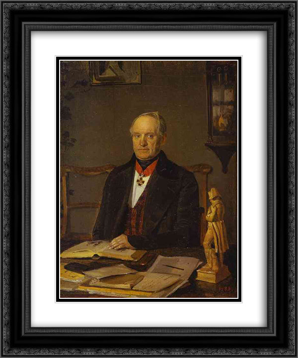 Portrait of P. V. Zhdanovich 20x24 Black Ornate Wood Framed Art Print Poster with Double Matting by Fedotov, Pavel