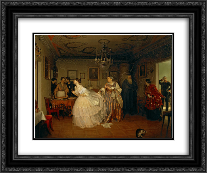 The Major's Marriage Proposal 24x20 Black Ornate Wood Framed Art Print Poster with Double Matting by Fedotov, Pavel