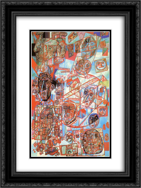 A Man in the World 18x24 Black Ornate Wood Framed Art Print Poster with Double Matting by Filonov, Pavel