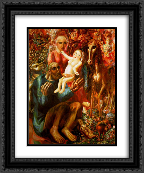 A Peasant Family (The Holy Family) 20x24 Black Ornate Wood Framed Art Print Poster with Double Matting by Filonov, Pavel