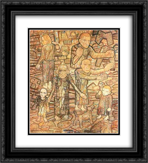After the Raid 20x22 Black Ornate Wood Framed Art Print Poster with Double Matting by Filonov, Pavel