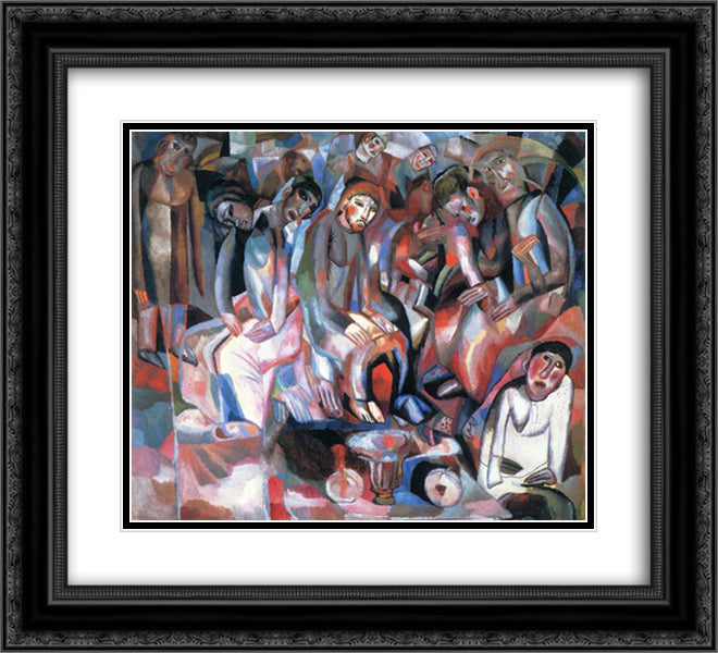 At the Table 22x20 Black Ornate Wood Framed Art Print Poster with Double Matting by Filonov, Pavel