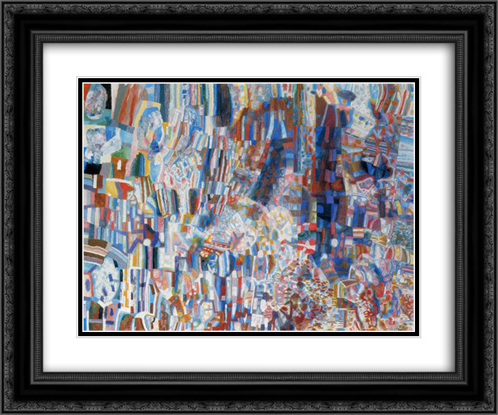 Composition 24x20 Black Ornate Wood Framed Art Print Poster with Double Matting by Filonov, Pavel