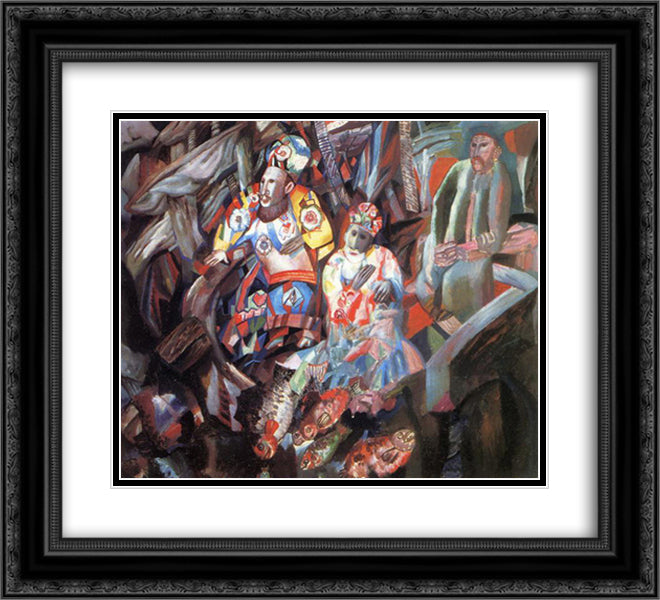 East and West 22x20 Black Ornate Wood Framed Art Print Poster with Double Matting by Filonov, Pavel
