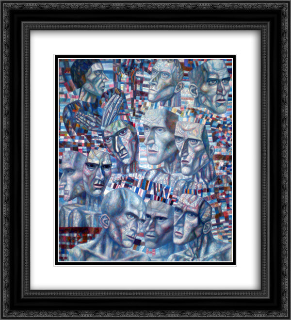 Eleven Heads 20x22 Black Ornate Wood Framed Art Print Poster with Double Matting by Filonov, Pavel