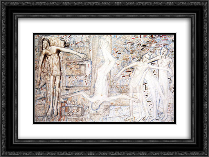 Execution 24x18 Black Ornate Wood Framed Art Print Poster with Double Matting by Filonov, Pavel