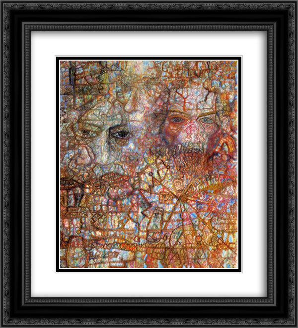 Faces 20x22 Black Ornate Wood Framed Art Print Poster with Double Matting by Filonov, Pavel