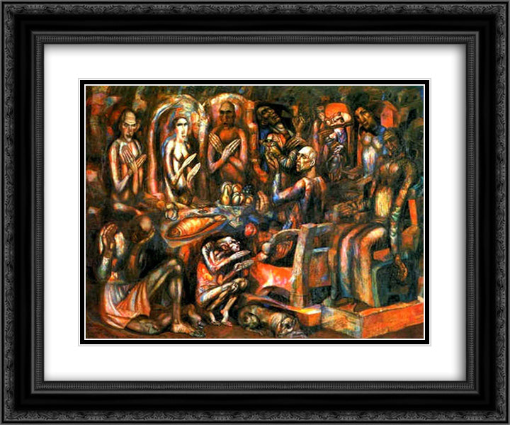 Feast of Kings 24x20 Black Ornate Wood Framed Art Print Poster with Double Matting by Filonov, Pavel