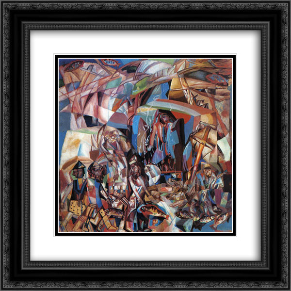 Fishing Schooner 20x20 Black Ornate Wood Framed Art Print Poster with Double Matting by Filonov, Pavel