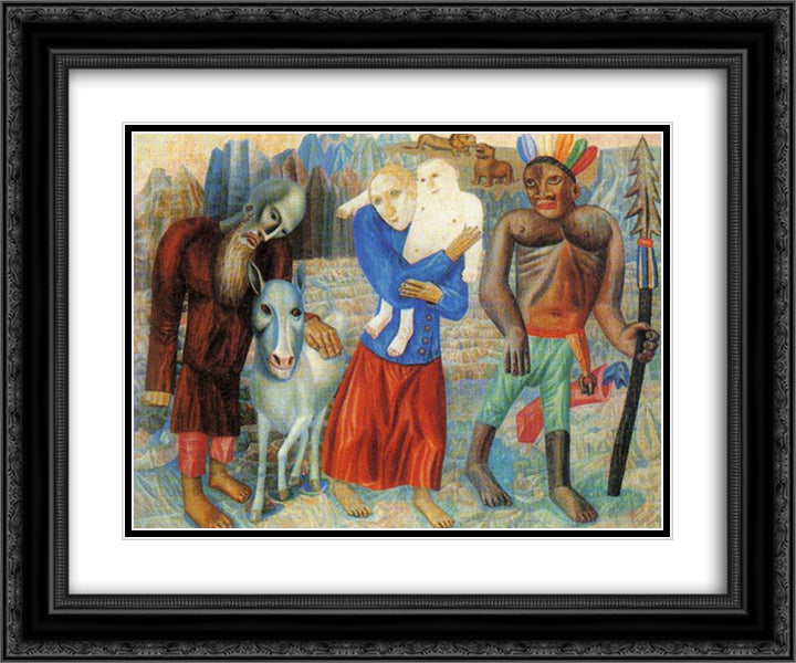 Flight to Egypt 24x20 Black Ornate Wood Framed Art Print Poster with Double Matting by Filonov, Pavel