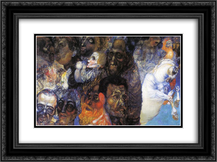 Heads 24x18 Black Ornate Wood Framed Art Print Poster with Double Matting by Filonov, Pavel