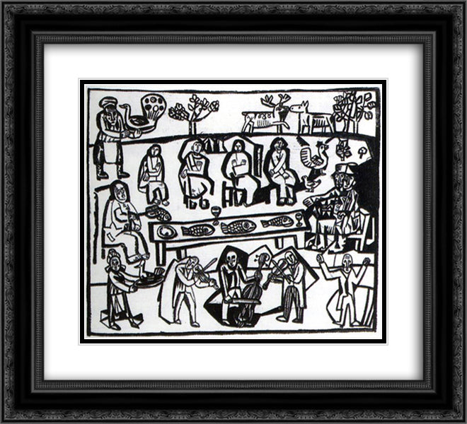 Musicians 22x20 Black Ornate Wood Framed Art Print Poster with Double Matting by Filonov, Pavel