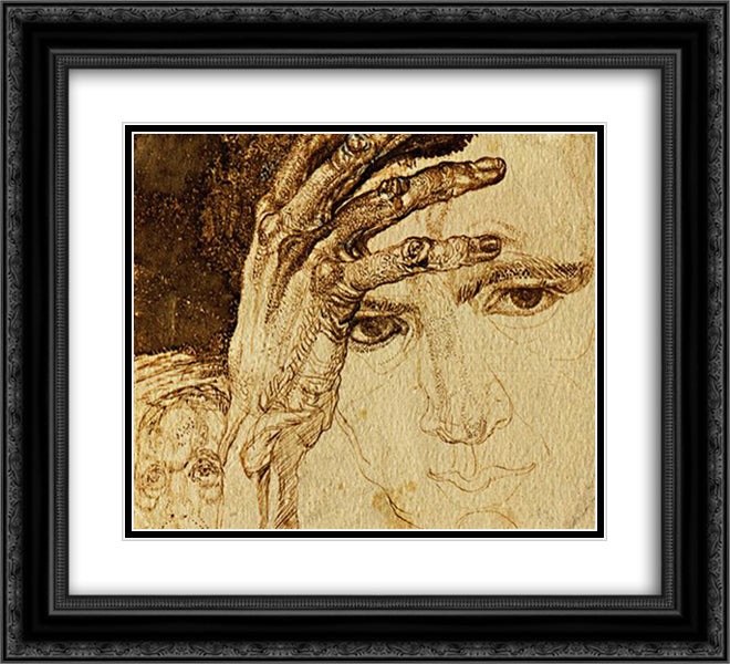 Self-portrait 22x20 Black Ornate Wood Framed Art Print Poster with Double Matting by Filonov, Pavel