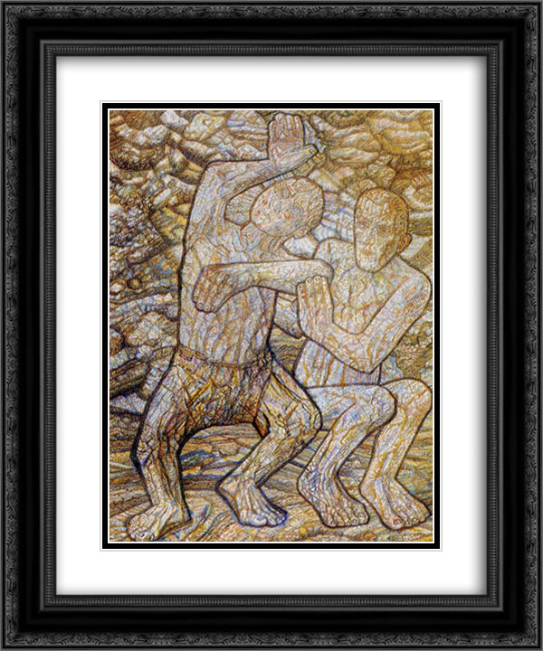 Two Men 20x24 Black Ornate Wood Framed Art Print Poster with Double Matting by Filonov, Pavel