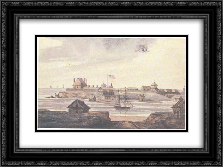 A Fort 24x18 Black Ornate Wood Framed Art Print Poster with Double Matting by Svinyin, Pavel