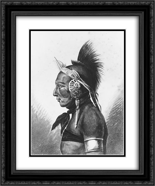 An Osage Warrior 20x24 Black Ornate Wood Framed Art Print Poster with Double Matting by Svinyin, Pavel