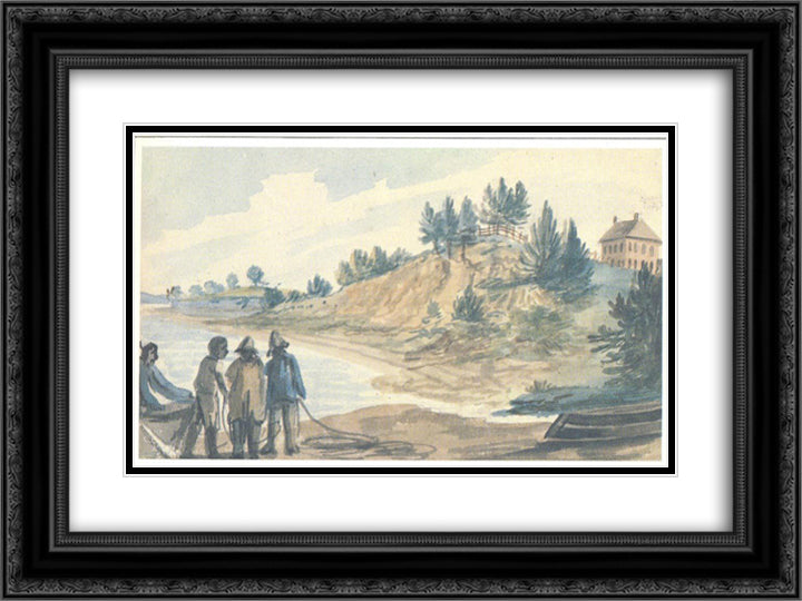Fishmen 24x18 Black Ornate Wood Framed Art Print Poster with Double Matting by Svinyin, Pavel